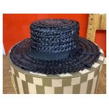 Vintage woven straw hat with hat box