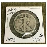 1920 S Walking Liberty half dollar