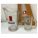 Michelob glass pitcher and mug