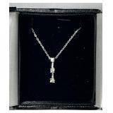 14k white gold 3-diamond necklace