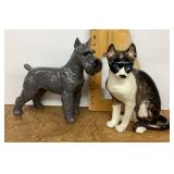 Ceramic Scottie dog and cat figurines