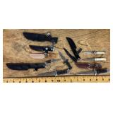 Assortment of mini knives and sheaths