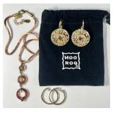 Hoop earrings & Moo Roo necklace & earrings