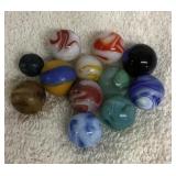 12 vintage glass marbles
