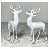 Pair of antique German blown glass deer