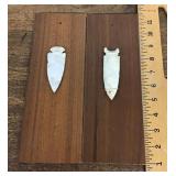 2 Native American points mounted on board