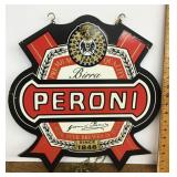 Peroni double sided wooden beer sign