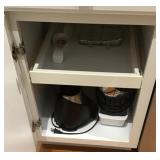 Contents of lower kitchen cabinets and drawers
