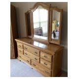 Bassett triple dresser with mirror