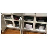 Contents of lower kitchen cabinets and drawers