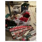 Large group of Christmas decor, wrap, bows