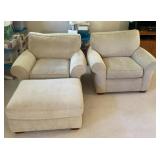 2 oversized chairs with ottoman