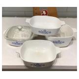 4 Corning ware blue cornflower casseroles