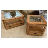 Stanley glass top coffee table & end table