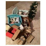 Totes and boxes with decor cleanup lot