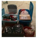 Totes and boxes of holiday decor