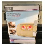 Shiatsu massage pillow with heat