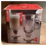 4 glass Irish Coffee mugs