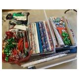 4 totes of gift wrap, bows, and bags