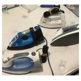 4 irons and Norelco fabric steamer