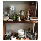 Home decor on 2 shelves