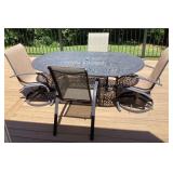 Patio table, 4 chairs, and umbrella