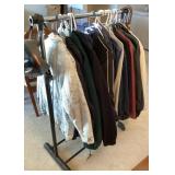 Rolling rack of coats and jackets