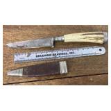 Omega Solingen stag handle knife with sheath