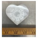 Selenite heart engraved with Flower of Life