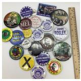 Political pin back buttons