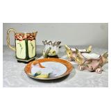5 antique pieces of hand painted porcelain