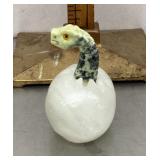 White onyx and green serpentine carved snake egg
