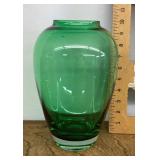 Green glass vase