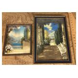 2 framed vintage art prints