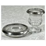 Sterling rimmed coaster & cigarette holder