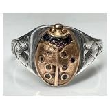 Sterling silver ladybug ring