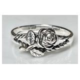 Sterling silver rose ring