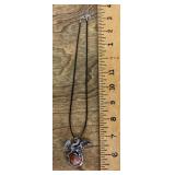 Red jasper stainless steel dragon necklace