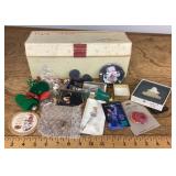 Box of brooches and pins