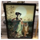 Okimono painting on glass