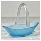 Blue satin glass basket