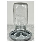 Vintage galvanized chicken feeder w/jar