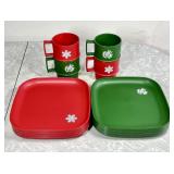 Tupperware Christmas 8 plates and 4 mugs