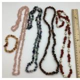 Natural stone chip necklaces and bracelet