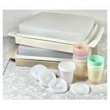 2 Tupperware deviled egg keepers & 9 Midgets