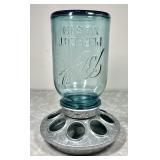 Vintage galvanized chicken feeder w/jar