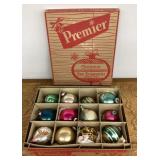 Box of vintage Christmas ornaments