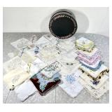 43 vintage hankies in 1960s Seventeen hat box