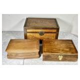 3 old wooden boxes