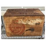 Wood Alpen Brau beer crate with hinged lid